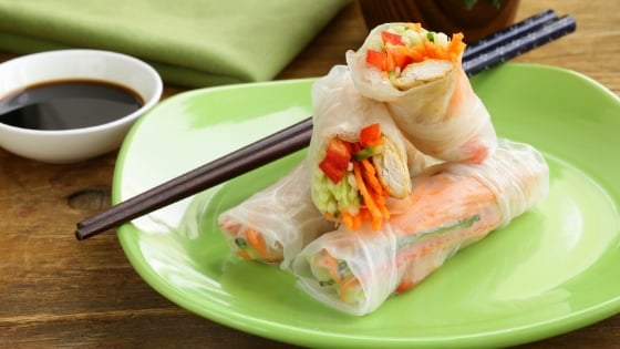 Fresh Spring Rolls with Ginger-Almond Sauce